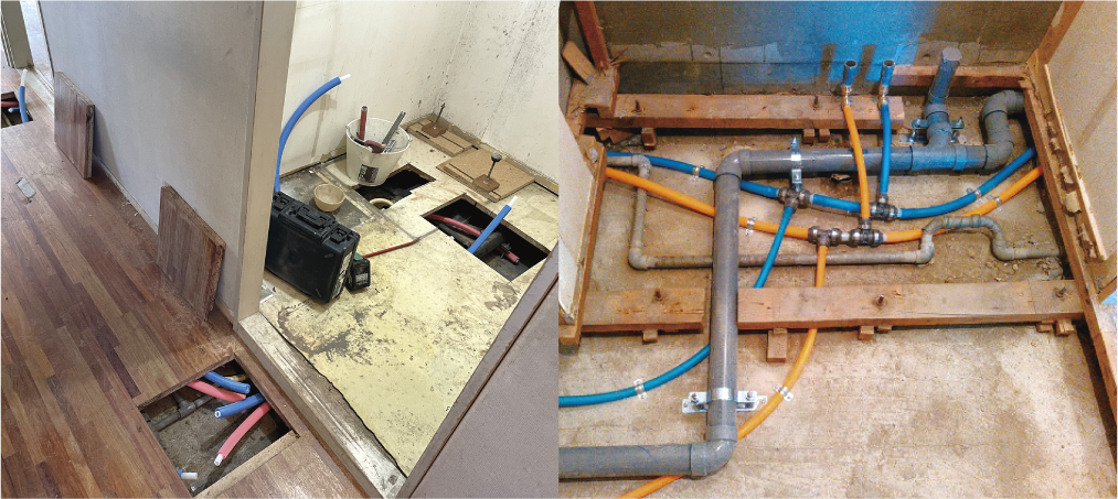 老朽化した給排水管を交換